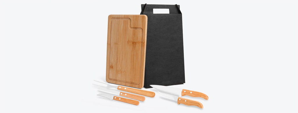 Conj. Para Churrasco Em Bambu / Madeira / Inox Dallas - 6 Pçs