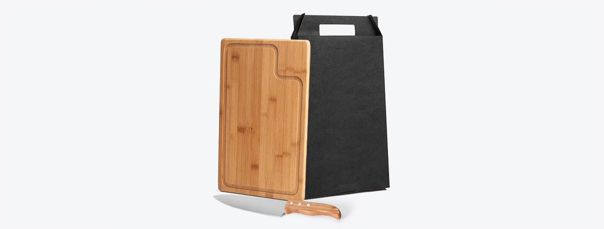 Conj. Para Churrasco Em Bambu / Madeira / Inox - 2 Pçs