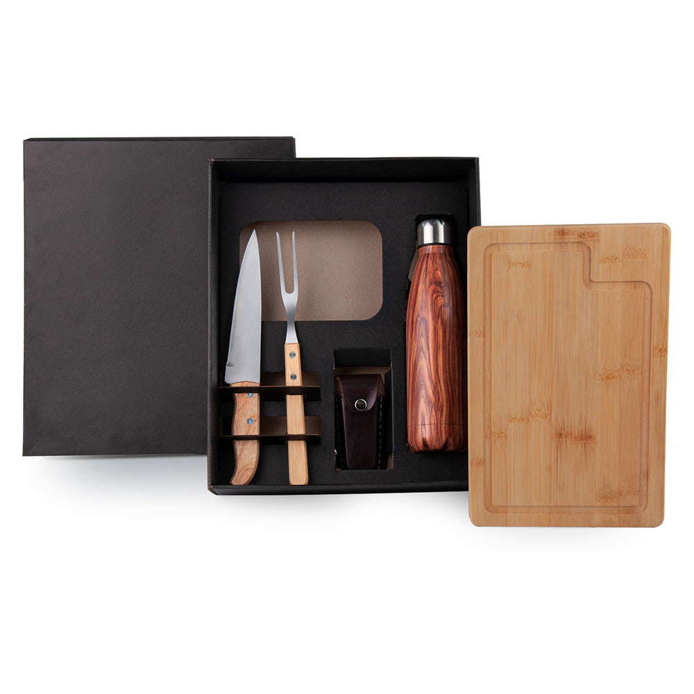 Kit Churrasco Com Garrafa E Canivete - 6 Pçs