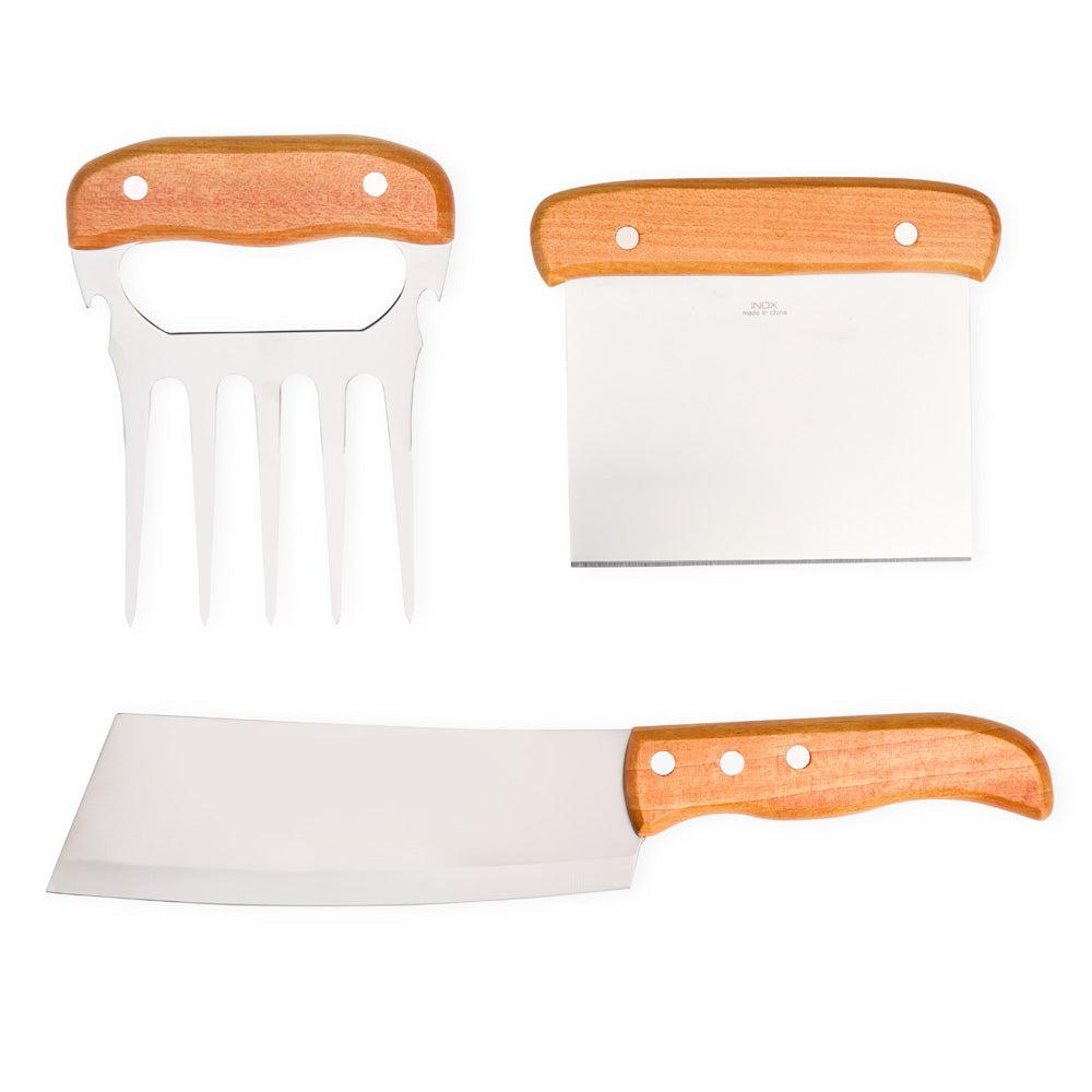 Kit Com Cutelo, Garfo E Espátula - 3 Pçs