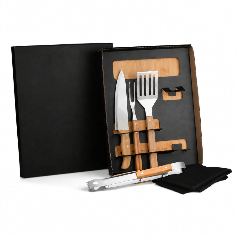 Kit Para Churrasco/Hambúrguer Com Pegador E Espátula - 6 Pçs